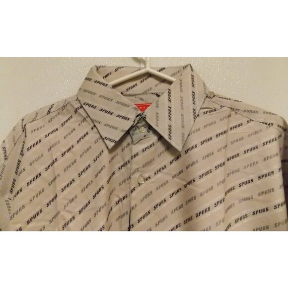 NBA San Antonio Spurs Lite Gray Button Up Dress Shirt 4XL Long Sleeve Headmaster - Picture 2 of 5